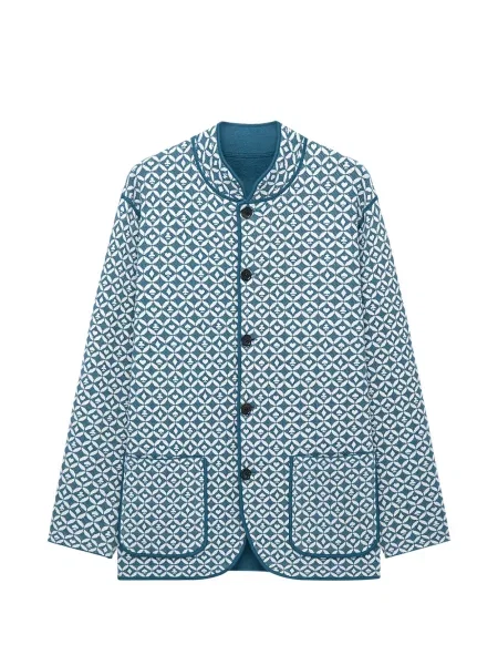 Reversibil palton Shanghai Tang cu imprimeu geometric albastru