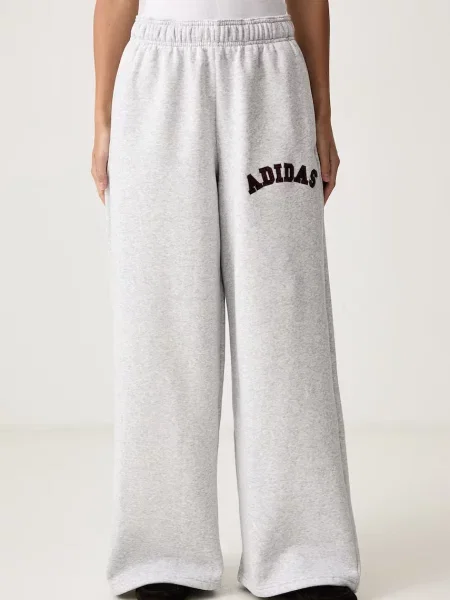 Adidas tepláky s bavlnou Chenille Pack šedé