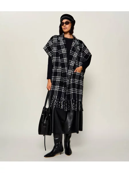 Liu Jo Poncho Check | Oversize fit negru