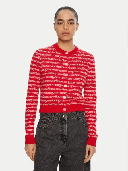 Tommy Jeans Kardigan czerwony