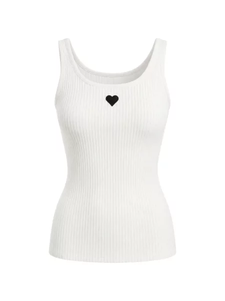Top Cynthia Rowley cu motiv cu inimi alb