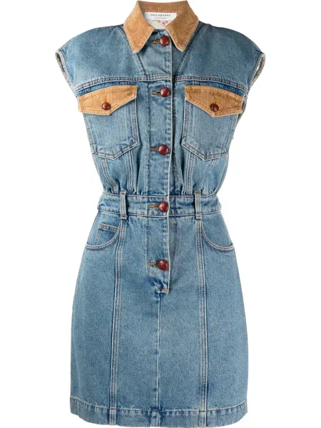 Sukienka jeansowa Philosophy Di Lorenzo Serafini garniturowa niebieska