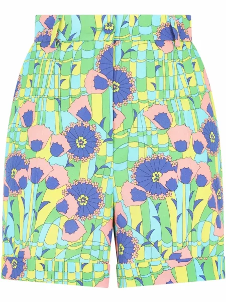 Pantaloni scurți Dolce & Gabbana cu model floral cu imagine verde