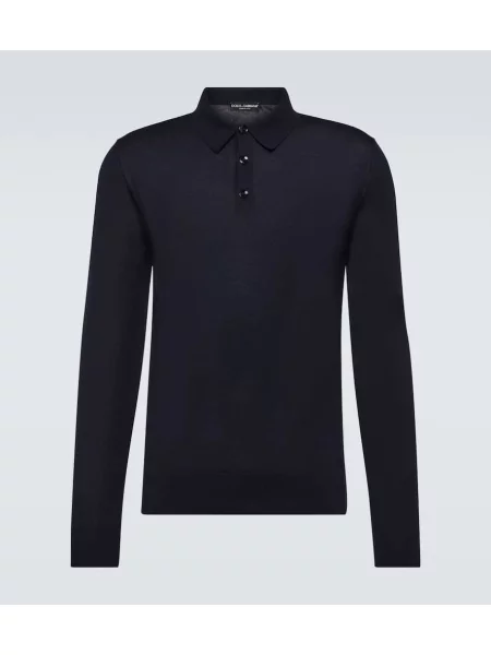 Polo majica Dolce&gabbana iz kašmirja modra