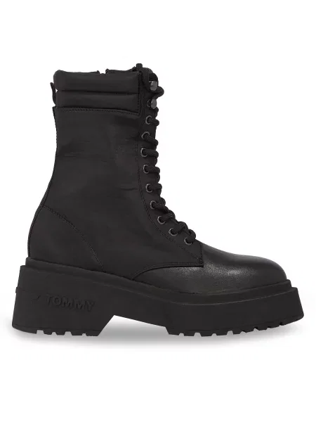 Μποτάκια Tommy Jeans Tjw Lace Up Padded Boot μαύρο