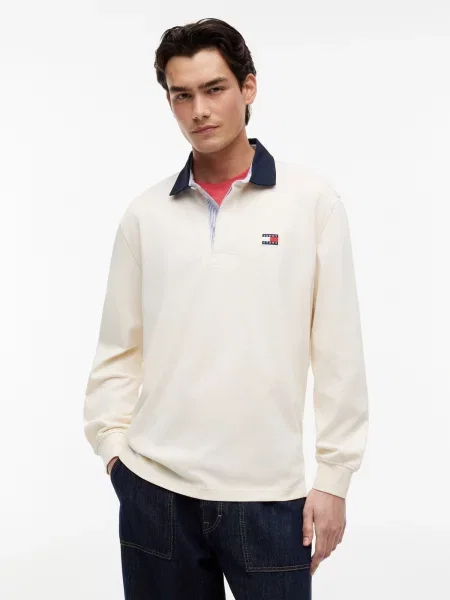 Tommy Jeans Tričko Ess nebielená / námornícka modrá / jasne červená
