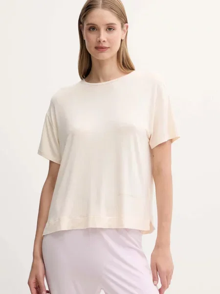 Горнище на пижама с къси ръкави United Colors of Benetton бежово