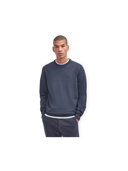 Pulover Barbour cu decolteu rotund clasic albastru