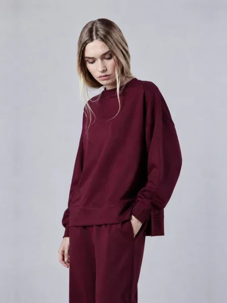 OWN Off With Nature Sweater majica Felpa Girocollo Loose Fit in Interlock Burgundy bordo