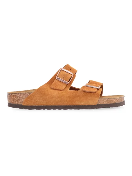 Klapki Birkenstock zamszowe brązowe
