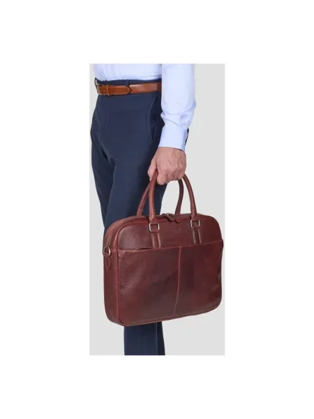 Torba na laptopa Howard London skórzana brązowa