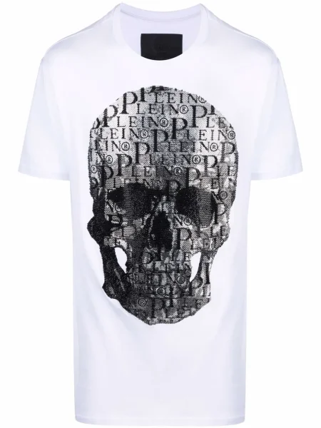 Tricou Philipp Plein cu imagine cu decolteu rotund alb