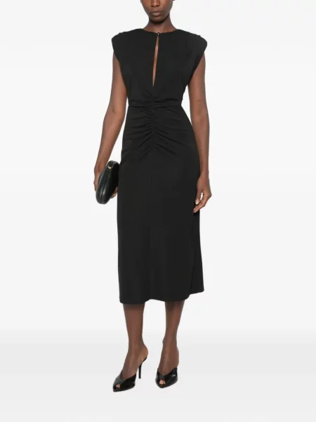Rochie midi Imperial fără mâneci cu volane negru
