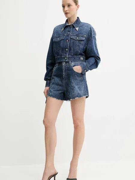 Versace Jeans Couture szorty granatowy z nadrukiem high waist
