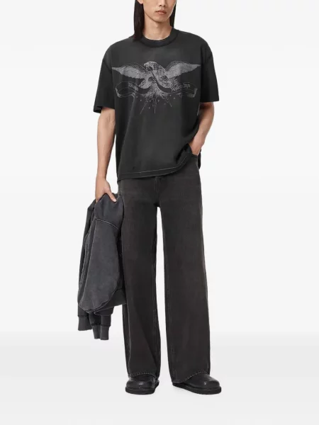 Scurt tricou Allsaints cu imagine negru