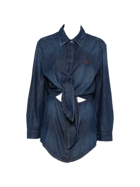 Sukienka Diesel wiązana garniturowa niebieska