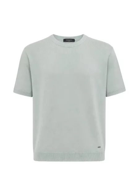 Tricou Tombolini tricotate cu decolteu rotund verde