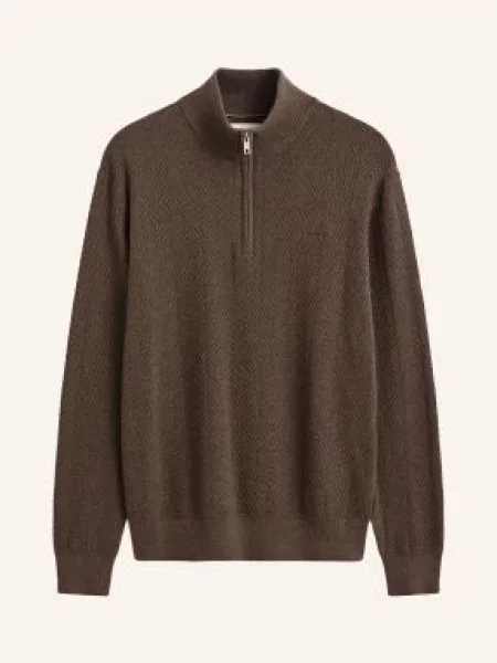 Gant Sweter Typu Troyer braun brązowy