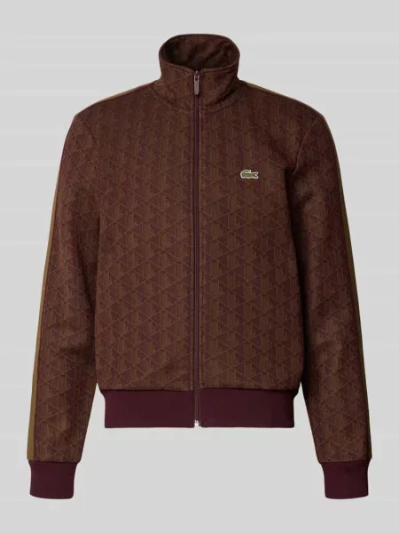 Bluza rozpinana o kroju regular fit z nadrukiem z monogramem Lacoste czerwona