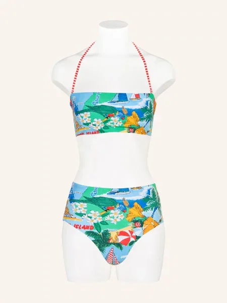 Seafolly Bandeau Bikiny Viva Vacation tmavě / oranžová / zelená modrá