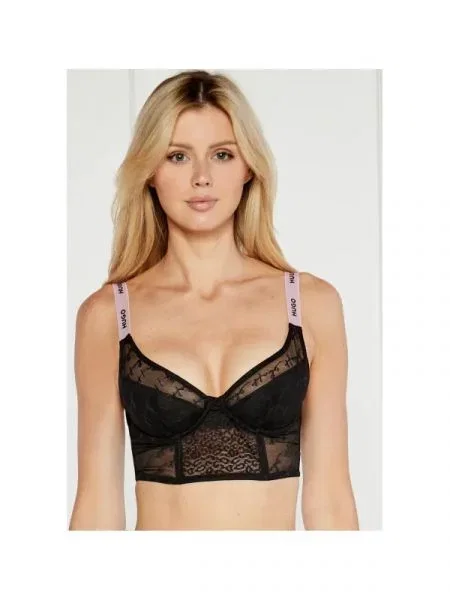Hugo Bodywear Melltartó CROP TOP SPORTY LACE fekete