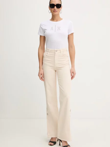 ARMANI EXCHANGE Majica srebrna / transparentna bela