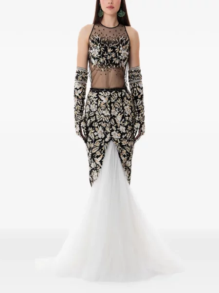 Sukienka maxi Dina Melwani w kwiatki czarna