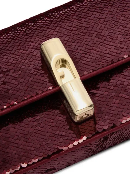 Чанта за през рамо Furla с пайети червено