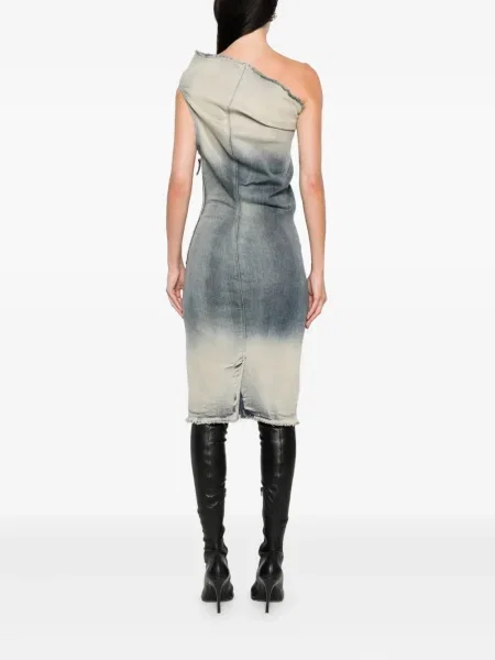 Rochie mini Rick Owens cu un umăr gol de costum albastru
