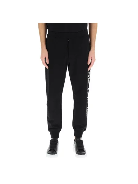 Spodnie Alexander Mcqueen z logo ze sznurkiem czarne