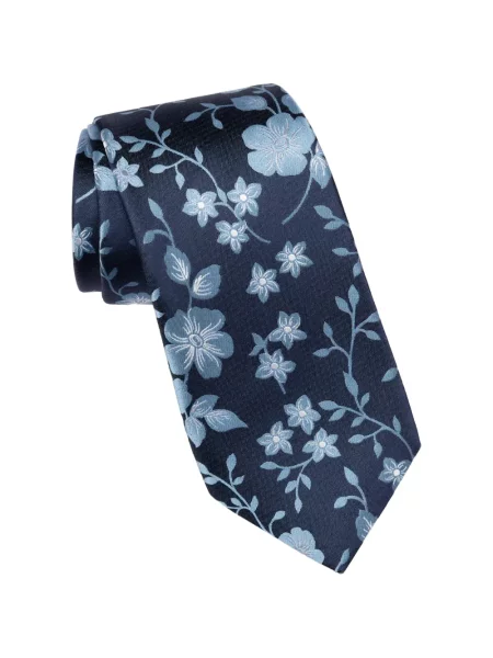 Cravată Elizabetta cu model floral din jacard albastru