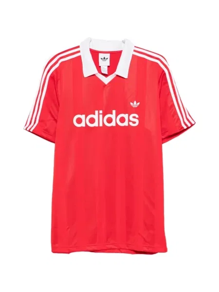 Ριγέ μπλούζα Adidas κόκκινο