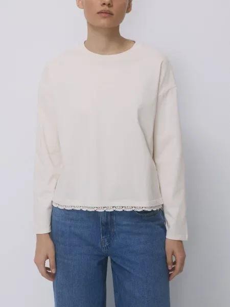 Reserved кофта з мереживом нюдовий 