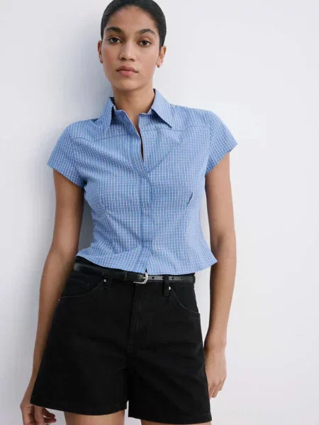 Szorty dżinsowe o prostym kroju black denim Kobieta 48 MANGO czarne