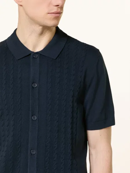 Olymp Pletená Košile Casual Regular Fit tmavě modrá