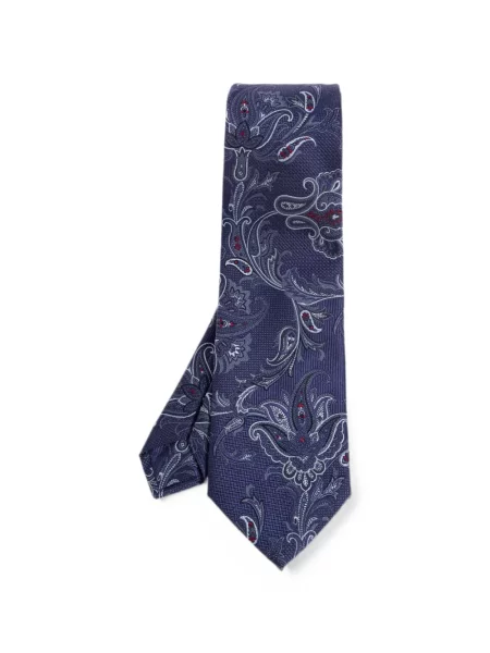Cravată Etro de mătase cu model paisley albastru