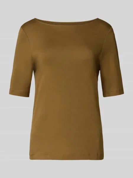 T-shirt z okrągłym dekoltem i rękawami o dł. Christian Berg Woman khaki
