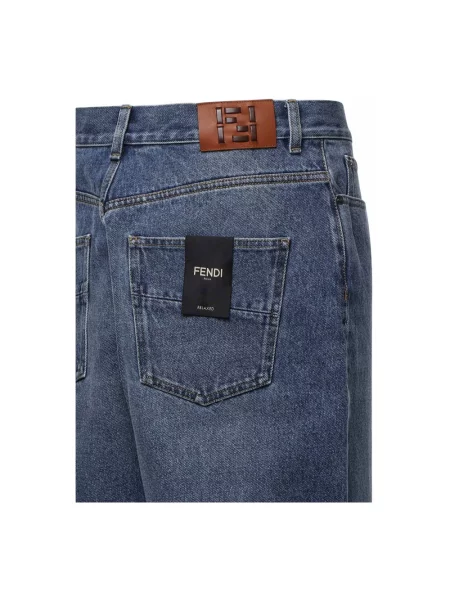 Szerokie jeansy Fendi niebieskie