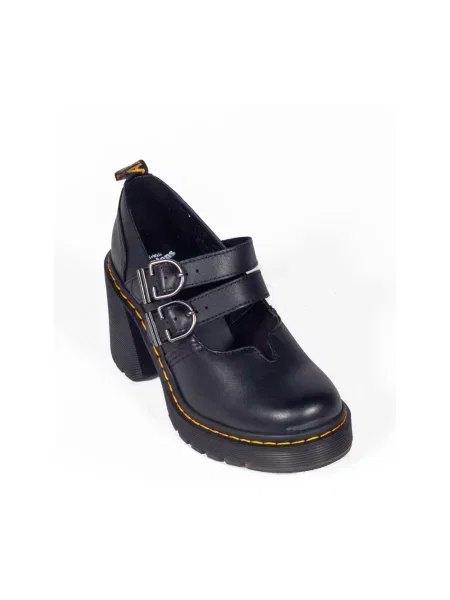 Czółenka Dr. Martens skórzana na wysokim obcasie retro czarna