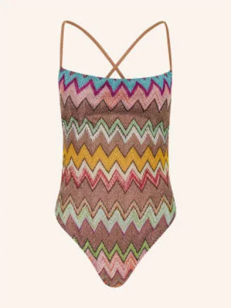 Missoni Strój Kąpielowy Z Brokatową Przędzą braun brązowy