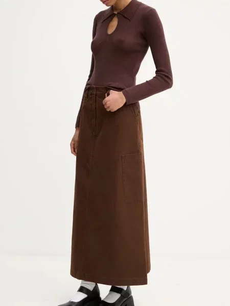 Sunnei fusta jeans maxi evazati maro