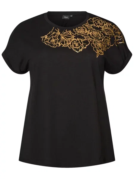 Zizzi Tricou LIZ auriu negru