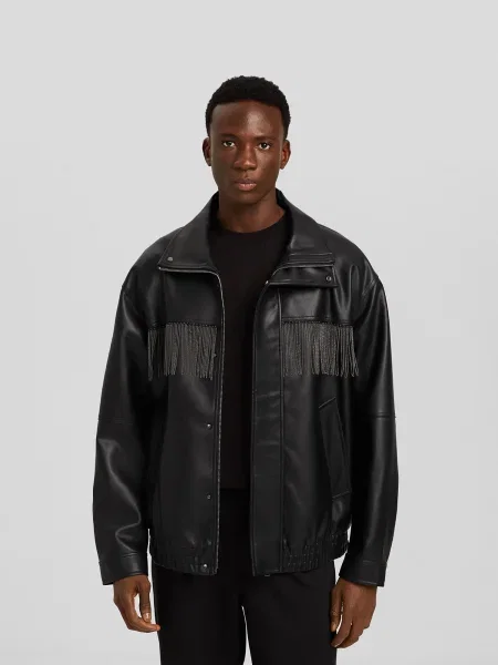 Bershka Geacă de primăvară-toamnă negru