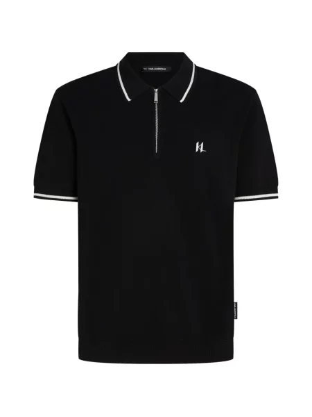Tricou polo Karl Lagerfeld cu autograf negru
