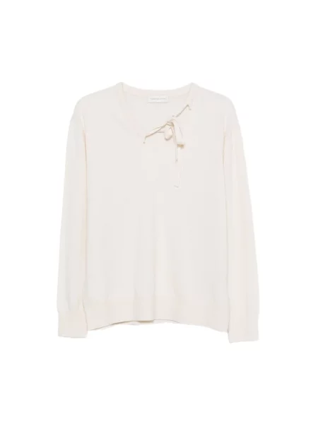 Sweter Dries Van Noten z dekoltem w serek beżowy