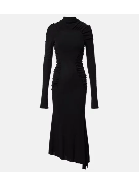 Rochie midi Victoria Beckham din jerseu asimetrică negru