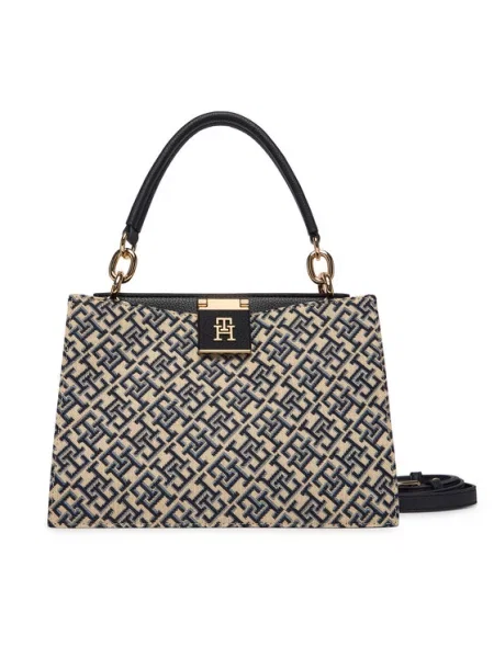 TOMMY HILFIGER Geantă de umăr bej / noapte / deschis albastru