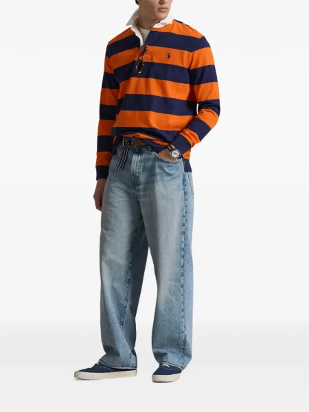 Ριγέ δερμάτινος κάλτσες Polo Ralph Lauren με κορδόνι μαύρο