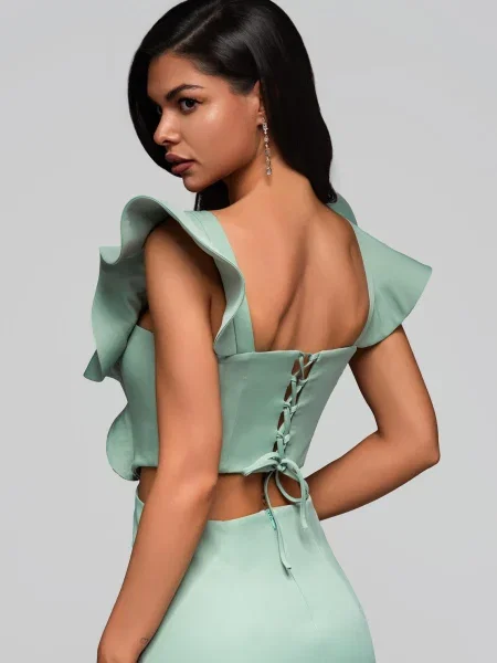 Rochie de seară Edoti de costum verde