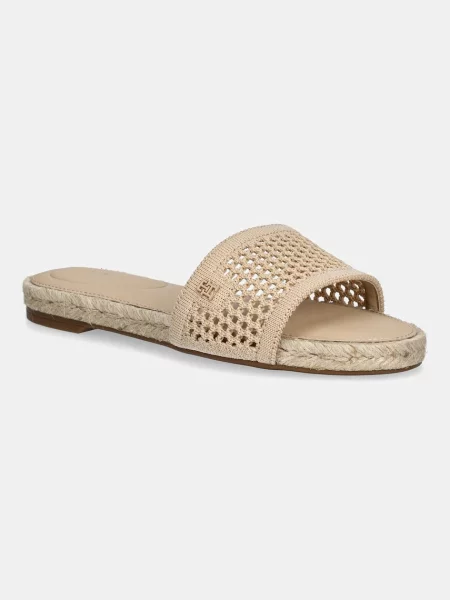 Tommy Hilfiger Pantofle KNIT MESH ESPADRILLE FLAT SANDAL béžové